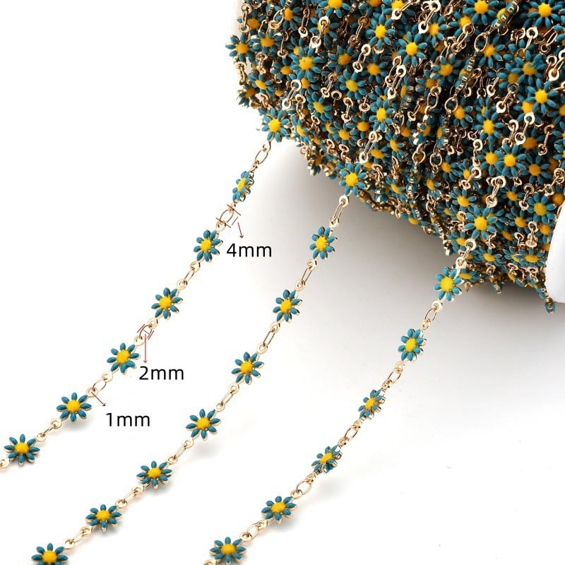 Värviline päevalillest metallkett DIY dekoratiivsed aksessuaarid aluskett vaskketiga naiste kaelakee Y20