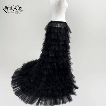 Eiropas un Amerikas pārrobežu garie sieta šūšanas kūkas svārki ar seksīgu, universālu mežģīņu augstu jostasvietu un krokotu tutu svārkiem