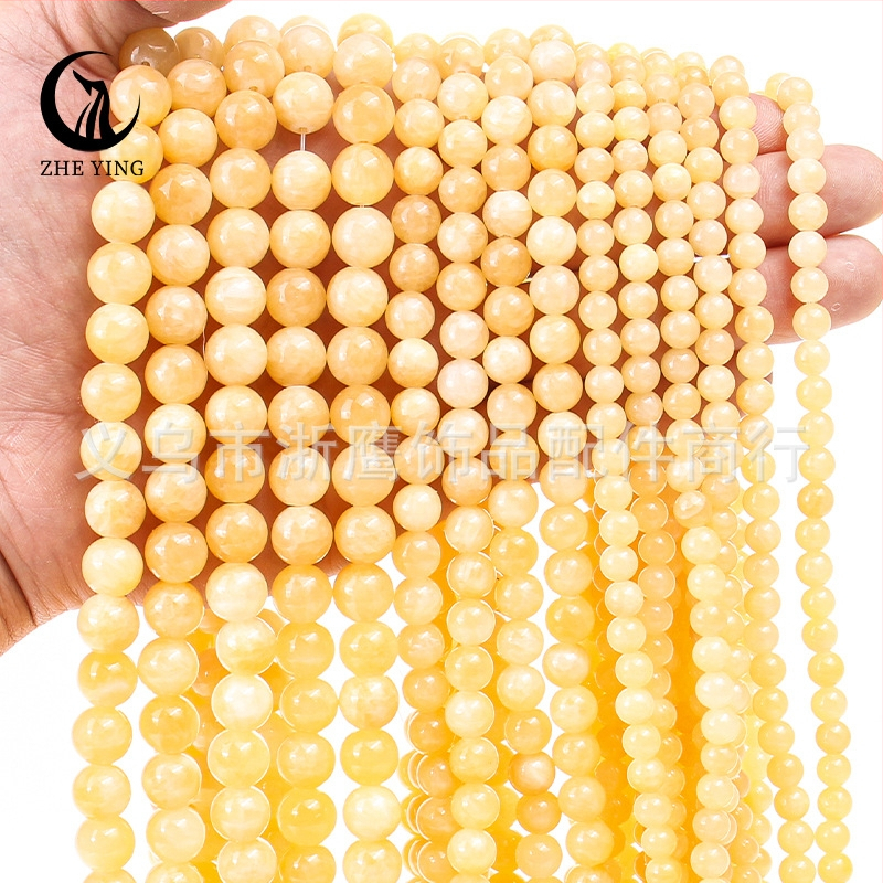 Természetes kőből készült kerek gyöngyök bézs színű jáde gyöngyök bézs színű jáde ékszerek gyöngyös barkács karkötő kalcit