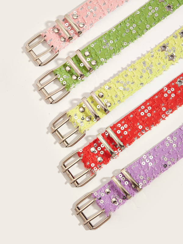 Punk stílusú, csillag alakú, duplasoros öv, koreai stílusú farmer, divatos dísznadrág tyúkszem övvel, raktáron, nagykereskedelemben