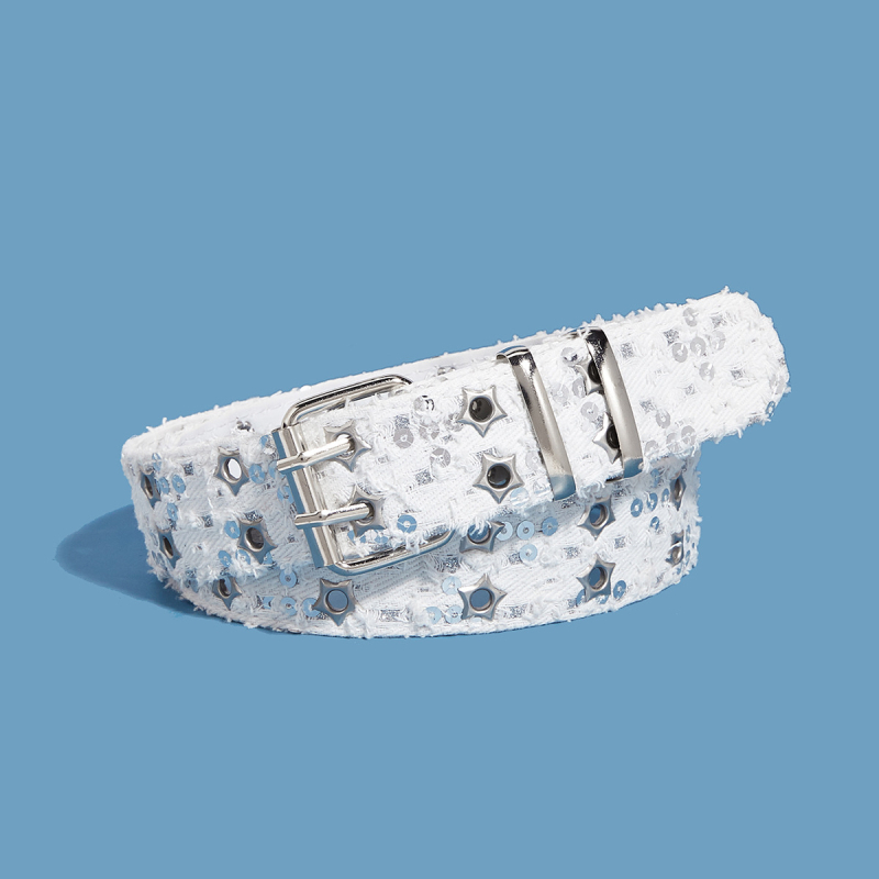 Punk stílusú, csillag alakú, duplasoros öv, koreai stílusú farmer, divatos dísznadrág tyúkszem övvel, raktáron, nagykereskedelemben