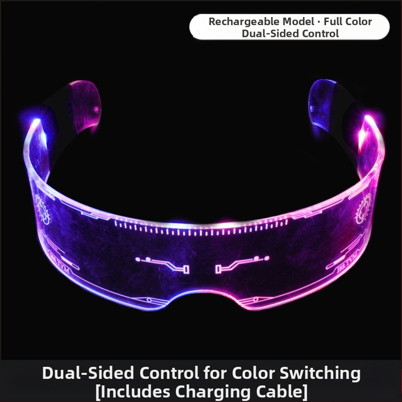 Uus tehnoloogiline helendav mänguasi LED-kahekordse juhtimisega värvilised värvimuutvad välguprillid diskopeo rekvisiidid meestele