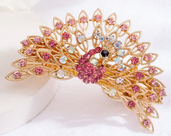 Korėjietiško stiliaus plaukų segtukas, didelis spyruoklinis segtukas, povo spalvos, universalus plaukų segtukas, šoninis segtukas, plaukų aksesuarai, galvos apdangalas, plaukų gėlė