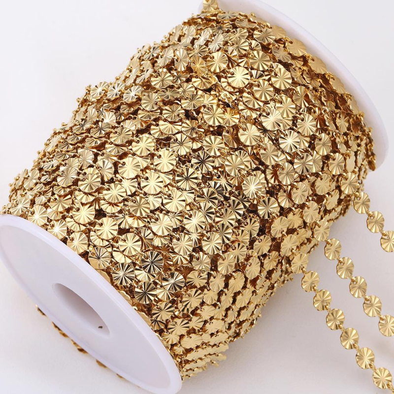 Színtartó rozsdamentes acél dombornyomott koronglánc, határokon átnyúló nyaklánc, barkácsolás, kézzel készített lánckarkötő, ékszer-kiegészítők nagykereskedelme