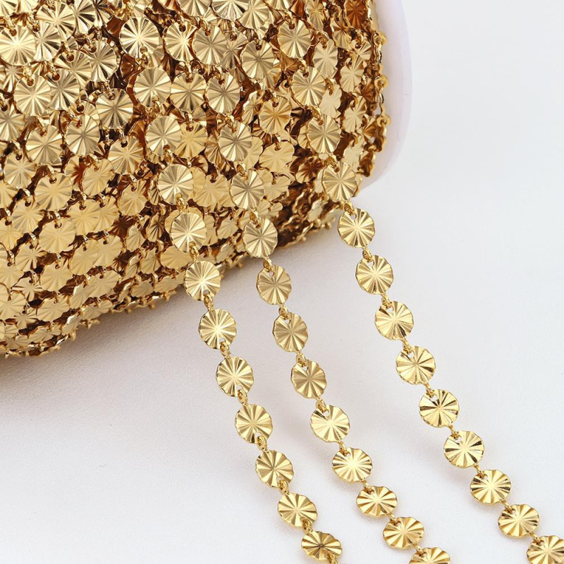 Színtartó rozsdamentes acél dombornyomott koronglánc, határokon átnyúló nyaklánc, barkácsolás, kézzel készített lánckarkötő, ékszer-kiegészítők nagykereskedelme