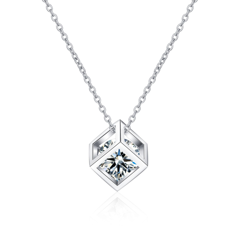 Moissanite gyémánt nyaklánc S925 ezüst pt950 arany nyaklánc négyzet alakú medál közvetlenül a gyárból élő értékesítésre