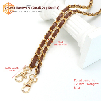 Nauja aliuminio grandinėlės odinė rankinė su metaline virvele, „Chanel“ stiliaus rankinė per petį, PU odos grandinėlė per petį.