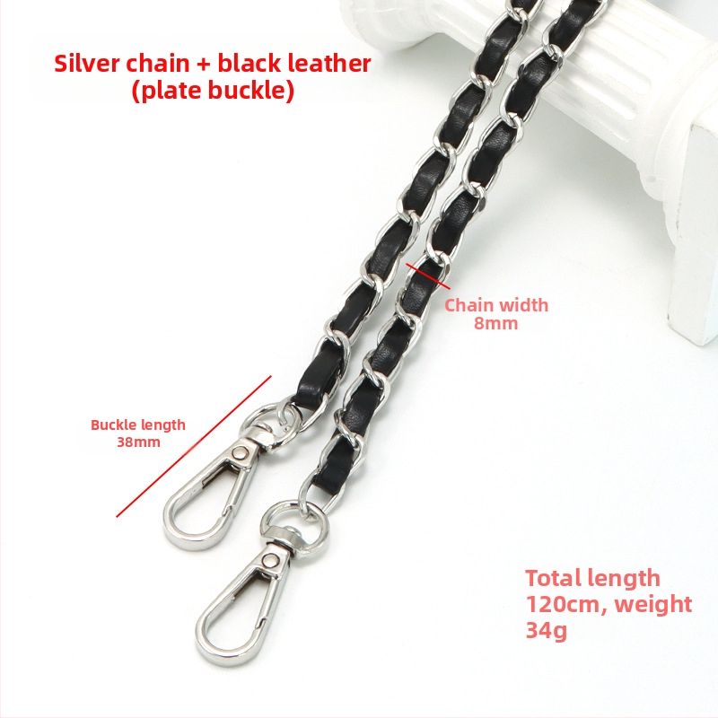 Nauja aliuminio grandinėlės odinė rankinė su metaline virvele, „Chanel“ stiliaus rankinė per petį, PU odos grandinėlė per petį.