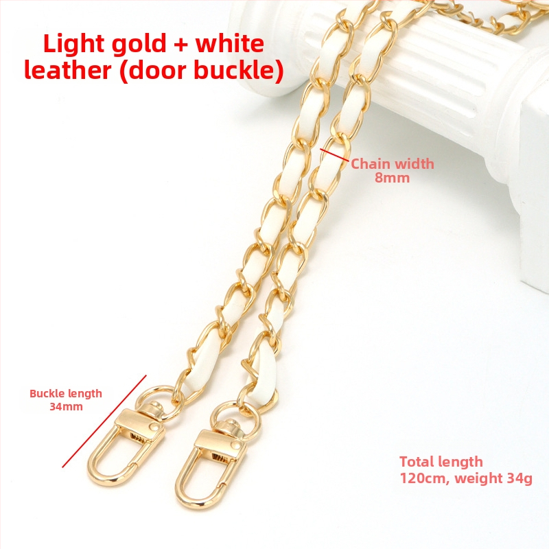 Nauja aliuminio grandinėlės odinė rankinė su metaline virvele, „Chanel“ stiliaus rankinė per petį, PU odos grandinėlė per petį.