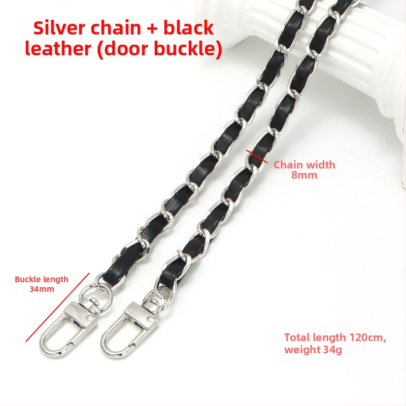 Nauja aliuminio grandinėlės odinė rankinė su metaline virvele, „Chanel“ stiliaus rankinė per petį, PU odos grandinėlė per petį.