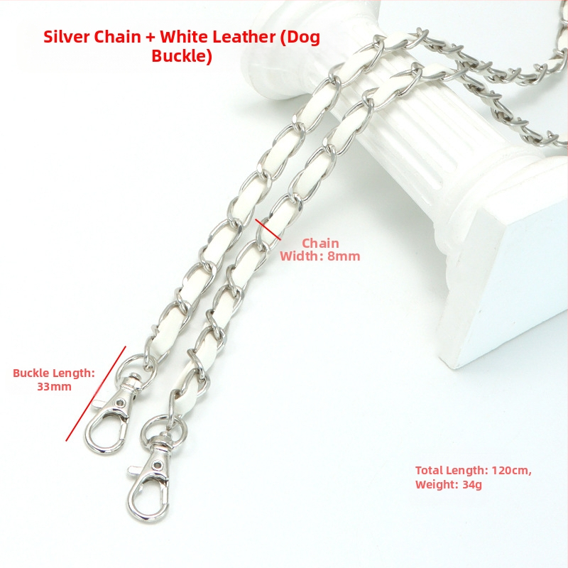 Nauja aliuminio grandinėlės odinė rankinė su metaline virvele, „Chanel“ stiliaus rankinė per petį, PU odos grandinėlė per petį.