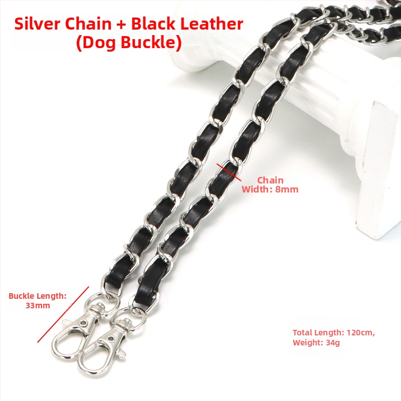 Nauja aliuminio grandinėlės odinė rankinė su metaline virvele, „Chanel“ stiliaus rankinė per petį, PU odos grandinėlė per petį.