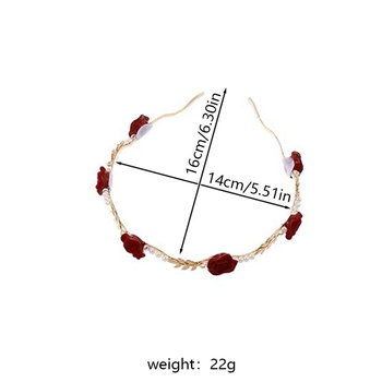 Γαλλική ρετρό κορδέλα μαλλιών με ξηρό τριαντάφυλλο για γυναίκες, υψηλής ποιότητας κορδέλα μαλλιών με μαργαριτάρια σε χρυσό χρώμα, αξεσουάρ μαλλιών για νυφική φουρκέτα