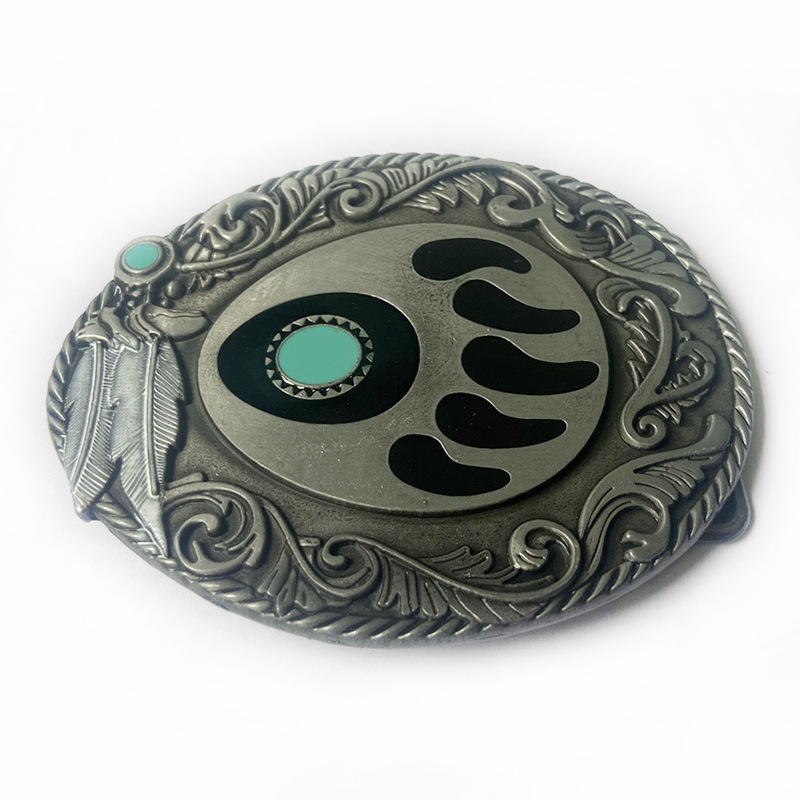 Etninio stiliaus diržo raštas, meškos letenėlės įspaudas, džinsinio diržo sagtis, amerikietiško džinso varžybų lydinio plokštės sagtis