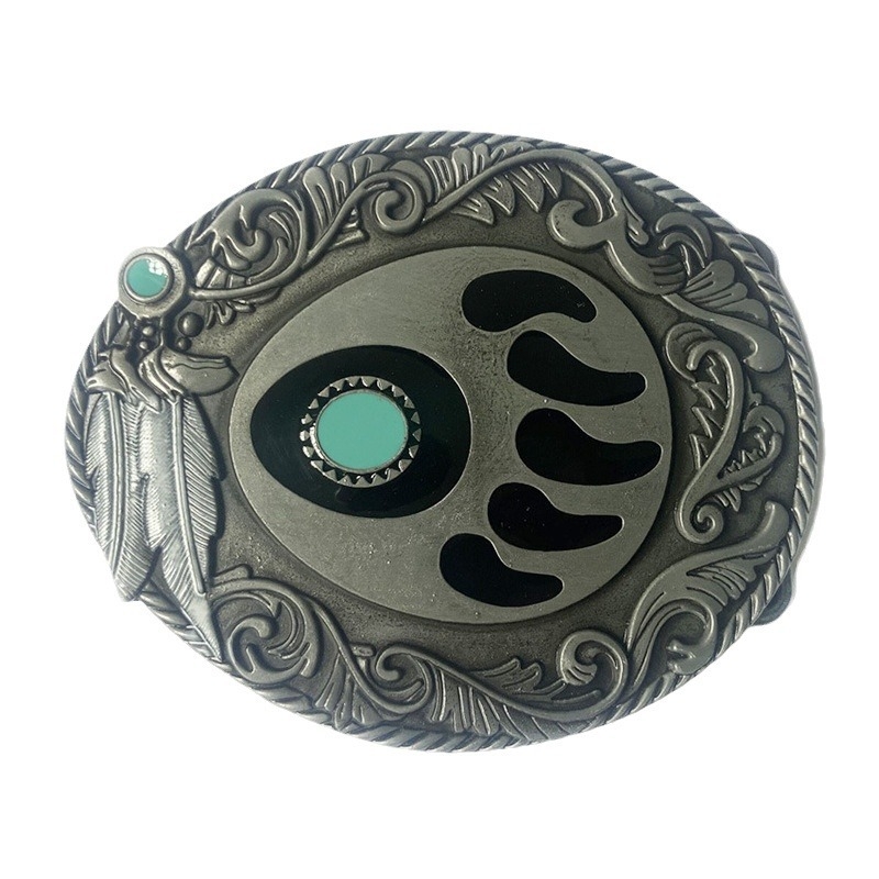 Etninio stiliaus diržo raštas, meškos letenėlės įspaudas, džinsinio diržo sagtis, amerikietiško džinso varžybų lydinio plokštės sagtis