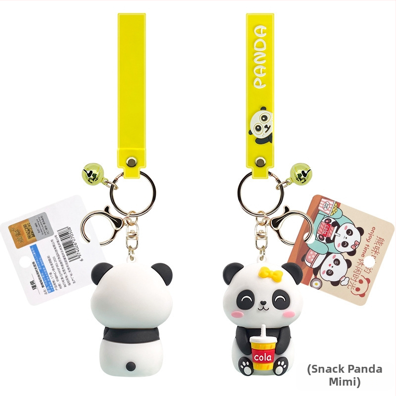 Autós panda kulcstartó baba kulcstartó aranyos rajzfilm medál 3D ajándék ajándék baba dísz nagykereskedelem