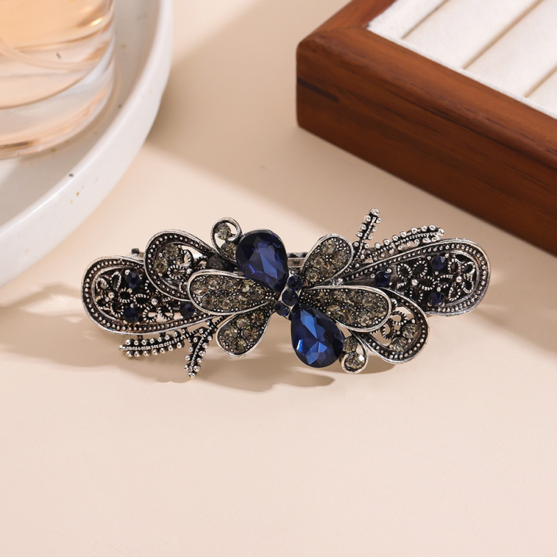 Plaukų segtukas, viršutinis segtukas, korėjietiško stiliaus plaukų aksesuarai, elegantiškas cirkonio spyruoklinis segtukas, mažas, pusės segtuko suaugusiųjų galvos apdangalas, drugelis, moteriškas