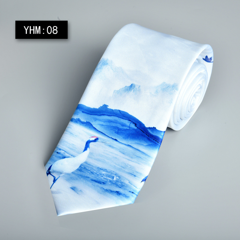 Euroopa ja Ameerika moodne vabaaja retro isikupärastatud lipsuga trükitud mustvalge meeste pidulik rõivas äriklientidele Shaoxing Shengzhou uus 8cm