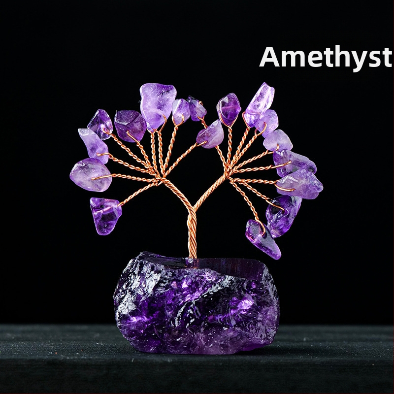 Természetes kristály kavics vagyonfa ametiszt vagyonfa kreatív asztali dekoráció autó életfa díszek