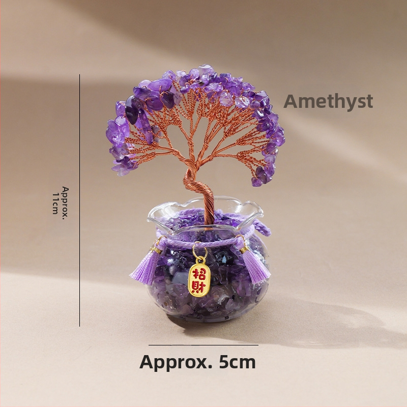 Természetes kristály kavics vagyonfa ametiszt vagyonfa kreatív asztali dekoráció autó életfa díszek