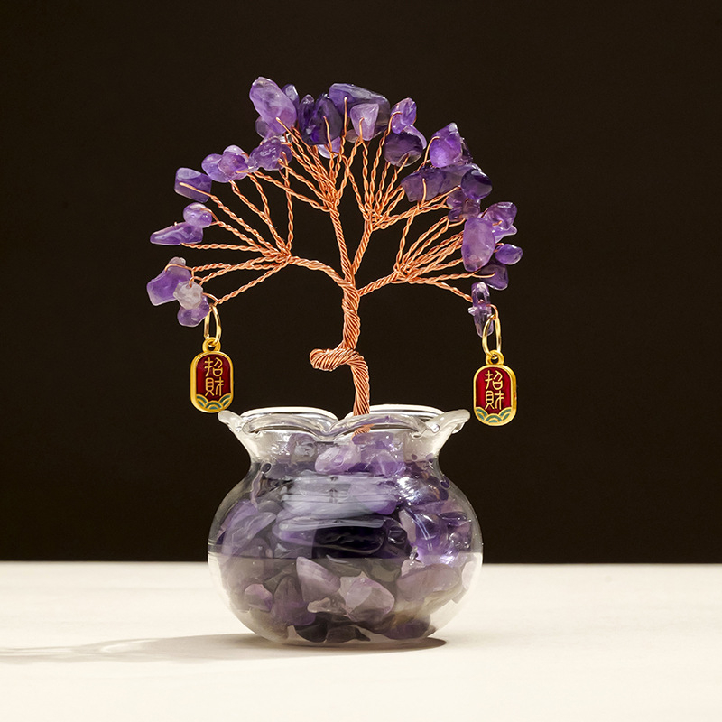 Természetes kristály kavics vagyonfa ametiszt vagyonfa kreatív asztali dekoráció autó életfa díszek