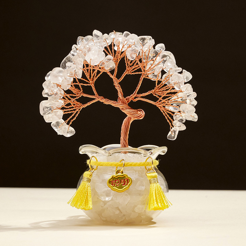 Természetes kristály kavics vagyonfa ametiszt vagyonfa kreatív asztali dekoráció autó életfa díszek