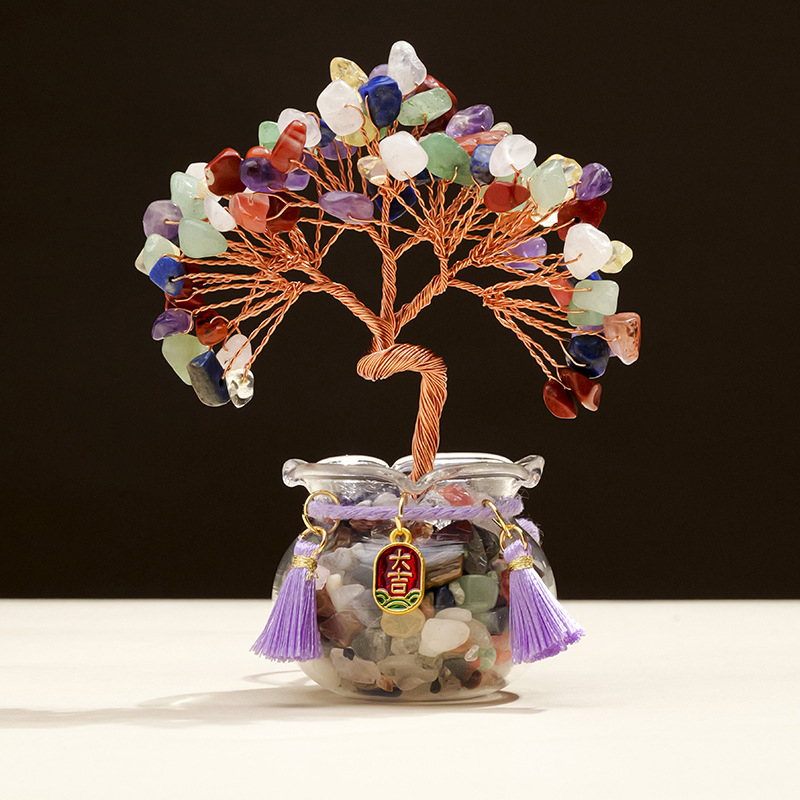 Természetes kristály kavics vagyonfa ametiszt vagyonfa kreatív asztali dekoráció autó életfa díszek