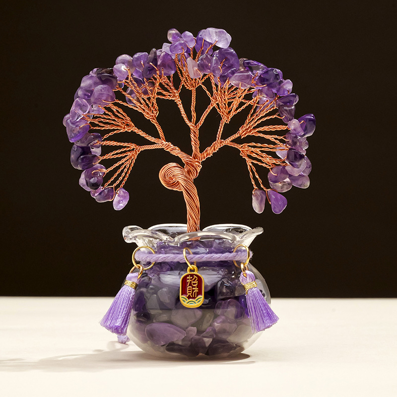 Természetes kristály kavics vagyonfa ametiszt vagyonfa kreatív asztali dekoráció autó életfa díszek