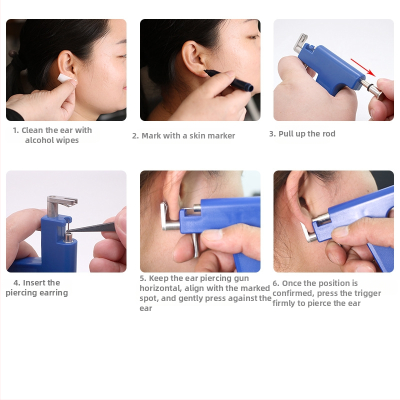 Инструмент за пробиване на уши, костюм за пистолет за пробиване на уши, безболезнено устройство за пробиване на уши на едро на склад, 12-месечни цветни обеци, директни продажби от фабриката