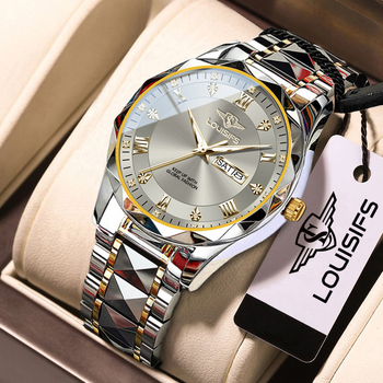 Louis Fans Ελβετικό ολοκαίνουργιο ανδρικό ρολόι χαλαζία αδιάβροχο με φωτεινό ημερολόγιο, κορεάτικο στιλ, πολυτελές ρολόι TikTok