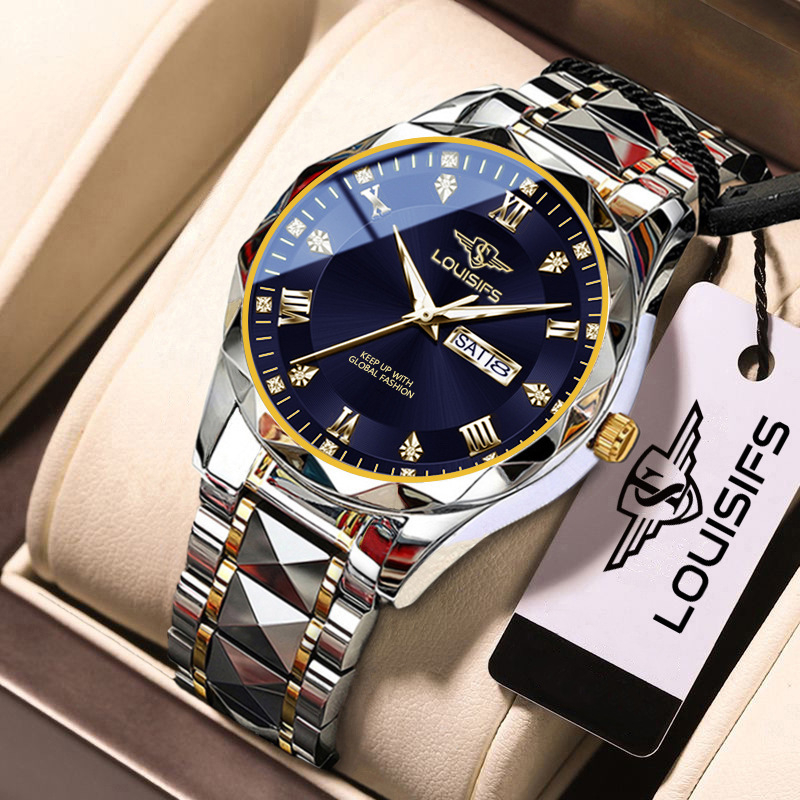 Louis Fans Šveices pavisam jauns vīriešu kvarca pulkstenis ar ūdensizturīgu, mirdzošu kalendāru un korejiešu stila luksusa pulksteni TikTok