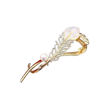 Κομψή, κομψή φουρκέτα για το πίσω μέρος του κεφαλιού με κλιπ από υψηλής ποιότητας μαργαριτάρι, γυναικεία φουρκέτα με κλιπ μίας λέξης και στριφτό κλιπ