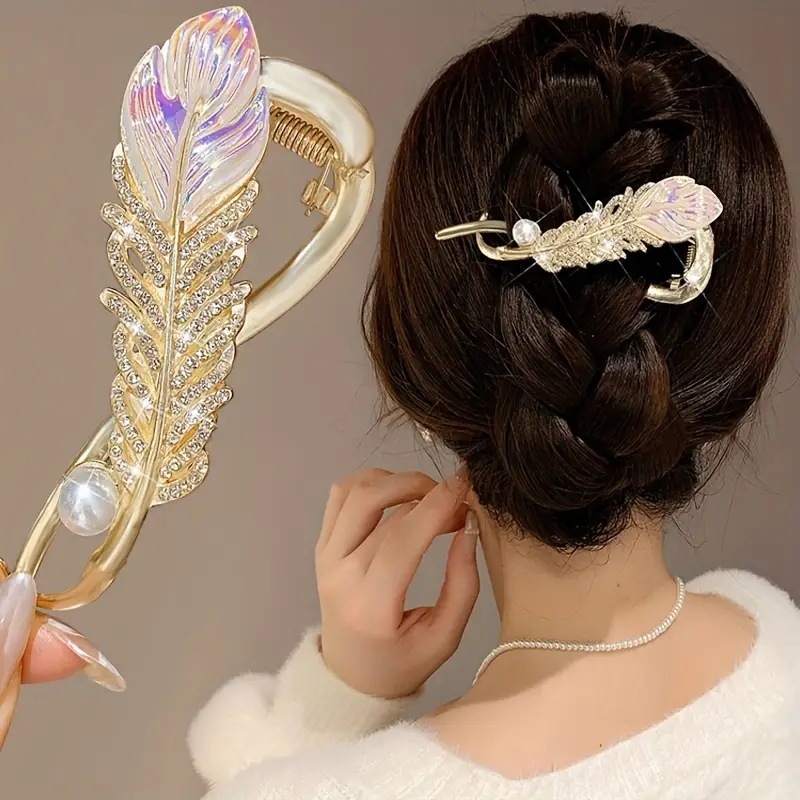 Elegáns, tollbetétes, csúcsminőségű, gyöngyös, fejpántos fejdísz, hajtű, női, egyszavas, csavarható hajtű