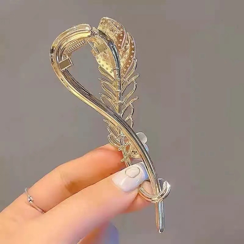 Elegáns, tollbetétes, csúcsminőségű, gyöngyös, fejpántos fejdísz, hajtű, női, egyszavas, csavarható hajtű