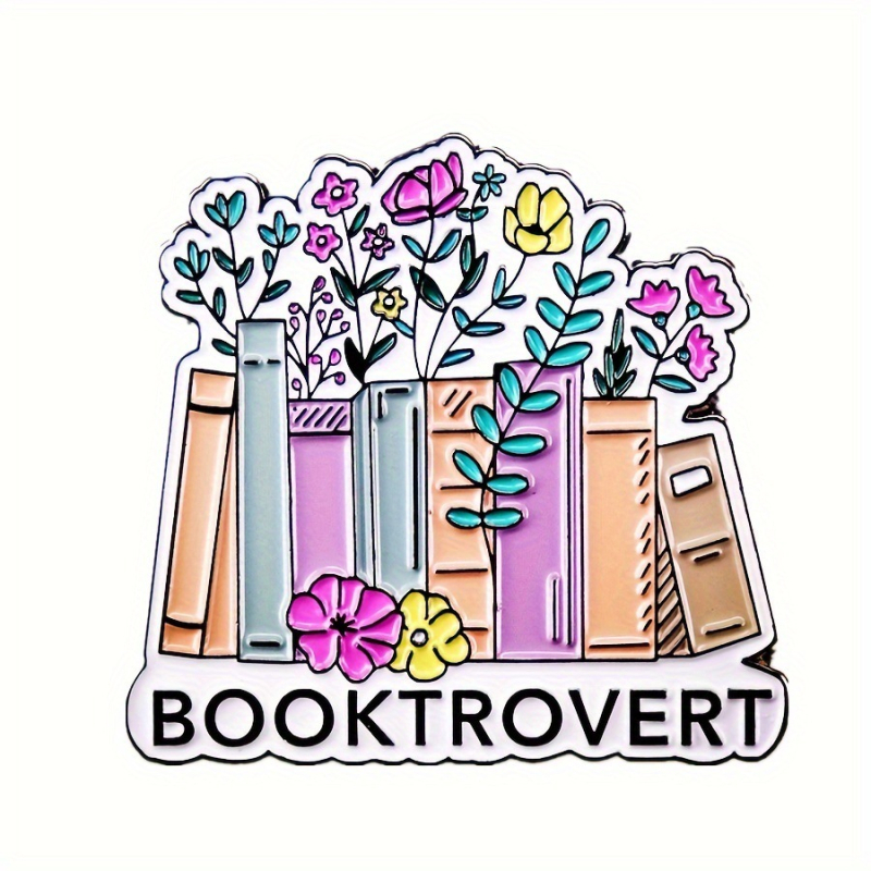 Könyvvirágos rajzfilm bross Könyvet szerető és introvertált emberek fém jelvény Olvasás szerelmeseinek divatruhák kiegészítők