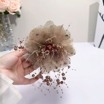 Μεγάλο φωτιστικό με κλιπ για φτερό από μαργαριτάρι και φτερά, πολυτελές, υψηλής αισθητικής, κλιπ μαλλιών με καρχαρία, μεγάλο καπέλο με μπουμπούκι λουλουδιών, χονδρικής