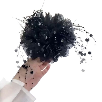 Μεγάλο φωτιστικό με κλιπ για φτερό από μαργαριτάρι και φτερά, πολυτελές, υψηλής αισθητικής, κλιπ μαλλιών με καρχαρία, μεγάλο καπέλο με μπουμπούκι λουλουδιών, χονδρικής