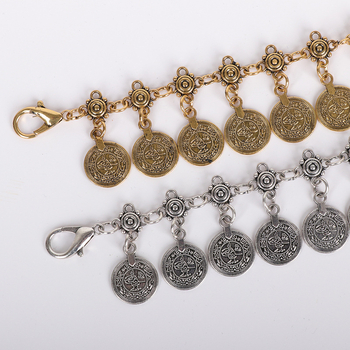 Αξεσουάρ γυναικείας διακοσμητικής φούστας με αλυσίδα μέσης σε ρετρό έθνικ στιλ, στρογγυλή αλυσίδα με φούντα, ζώνη, τζιν, μεταλλική αλυσίδα