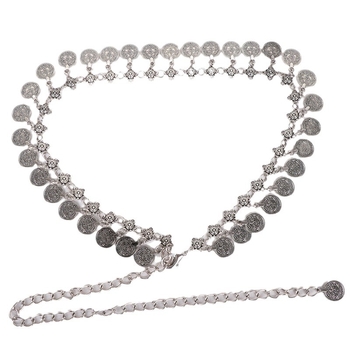 Αξεσουάρ γυναικείας διακοσμητικής φούστας με αλυσίδα μέσης σε ρετρό έθνικ στιλ, στρογγυλή αλυσίδα με φούντα, ζώνη, τζιν, μεταλλική αλυσίδα