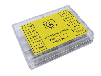 Laikrodžių atsarginės dalys, plieniniai laikrodžių varžtai, korpuso varžtai, laikrodžių galinio dangtelio varžtai, akinių rėmelio maži varžtai