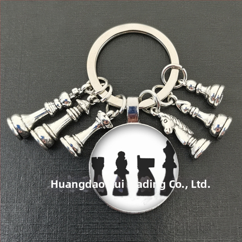 Királynő ló és ló elefánt katona sakk medál kulcstartó idő drágakő ékszer ajándék kulcstartó