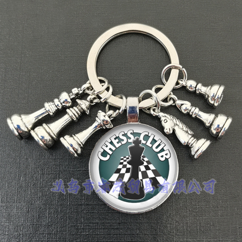 Királynő ló és ló elefánt katona sakk medál kulcstartó idő drágakő ékszer ajándék kulcstartó