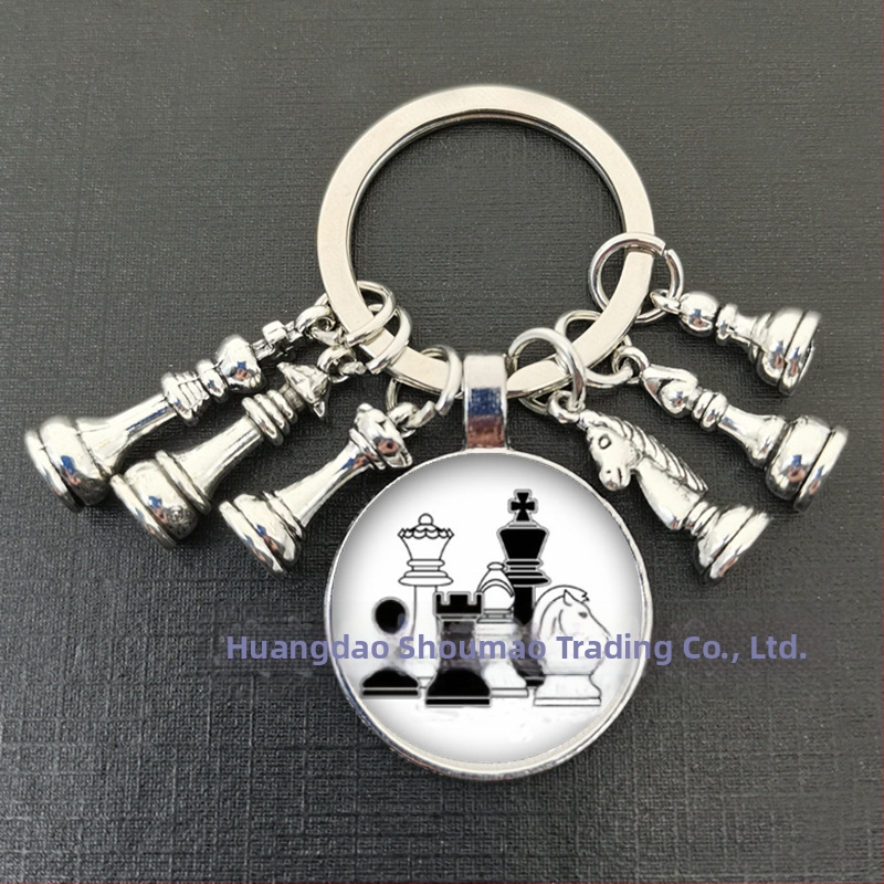 Királynő ló és ló elefánt katona sakk medál kulcstartó idő drágakő ékszer ajándék kulcstartó