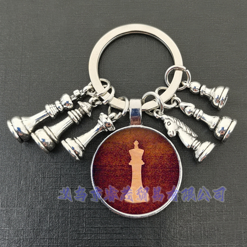 Királynő ló és ló elefánt katona sakk medál kulcstartó idő drágakő ékszer ajándék kulcstartó