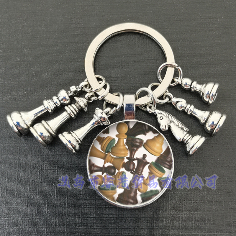 Királynő ló és ló elefánt katona sakk medál kulcstartó idő drágakő ékszer ajándék kulcstartó