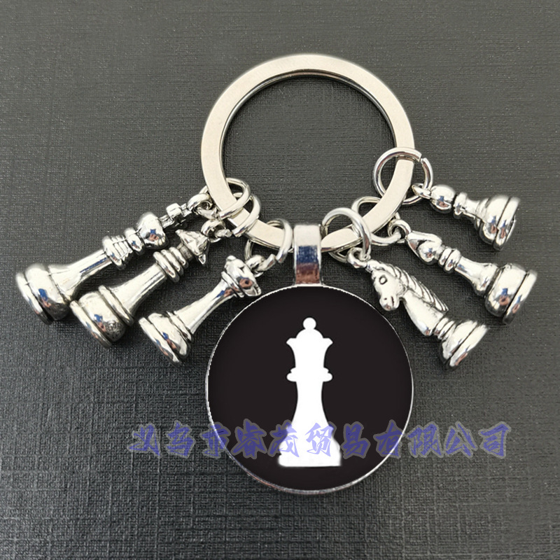 Királynő ló és ló elefánt katona sakk medál kulcstartó idő drágakő ékszer ajándék kulcstartó