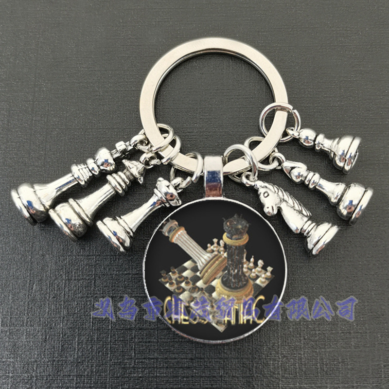 Királynő ló és ló elefánt katona sakk medál kulcstartó idő drágakő ékszer ajándék kulcstartó