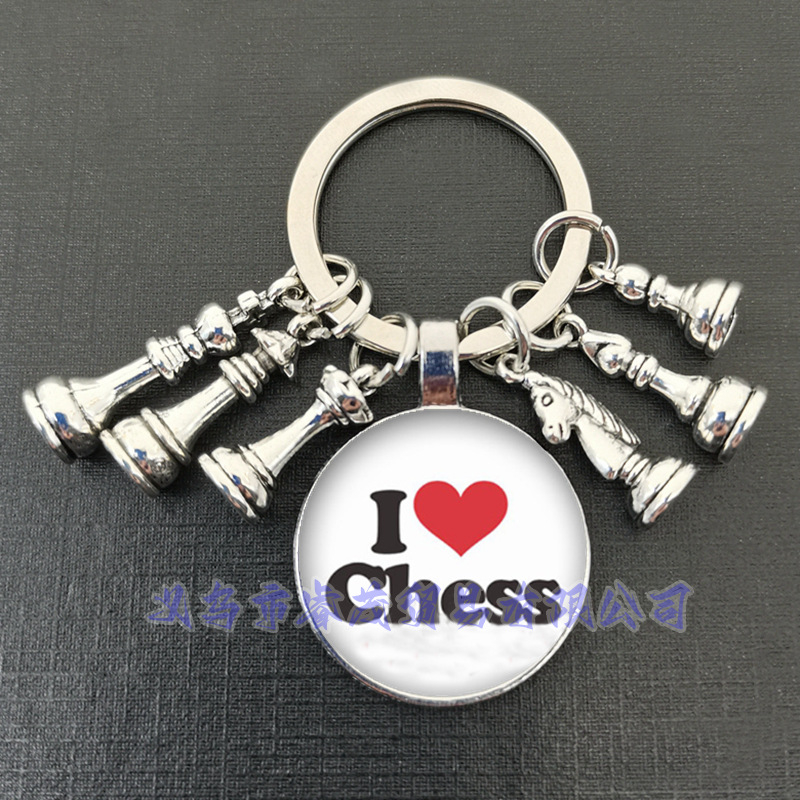 Királynő ló és ló elefánt katona sakk medál kulcstartó idő drágakő ékszer ajándék kulcstartó