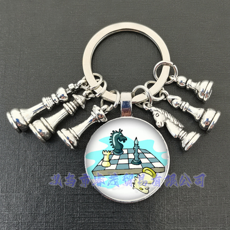 Királynő ló és ló elefánt katona sakk medál kulcstartó idő drágakő ékszer ajándék kulcstartó