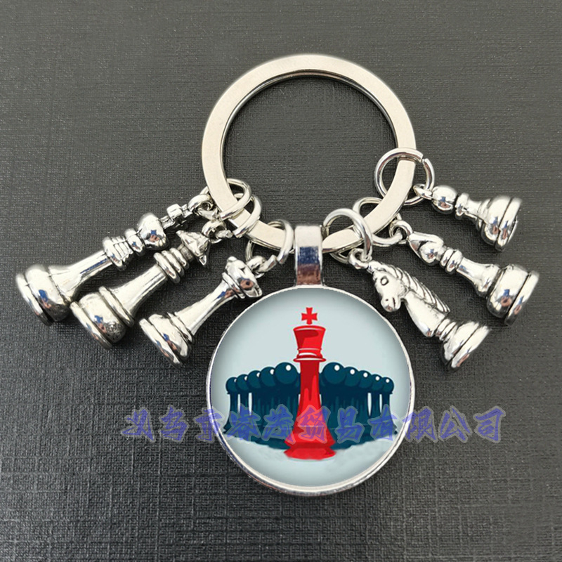 Királynő ló és ló elefánt katona sakk medál kulcstartó idő drágakő ékszer ajándék kulcstartó